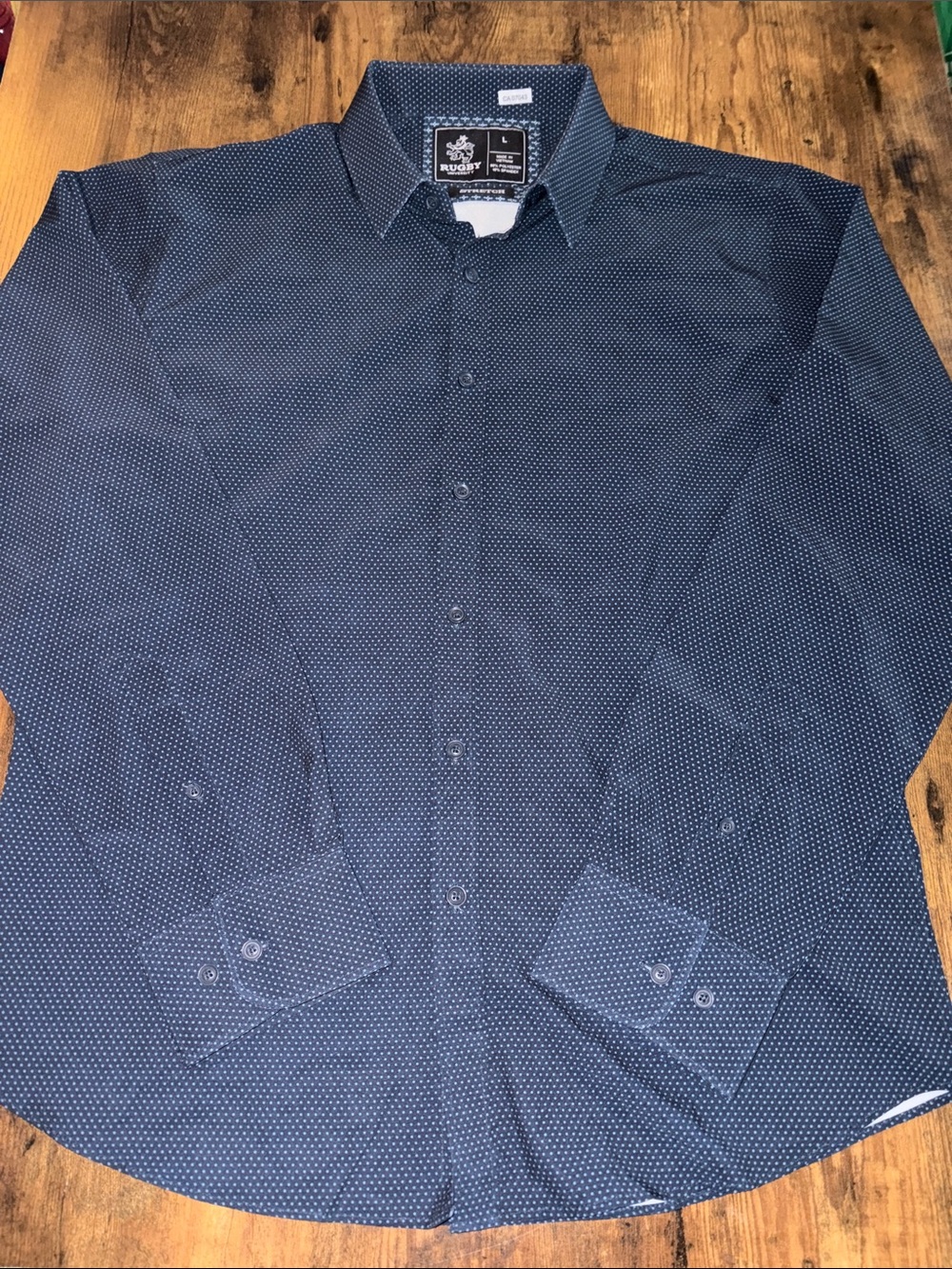 Rogue Men’s Navy Microdot Long-Sleeve Dress Shirt